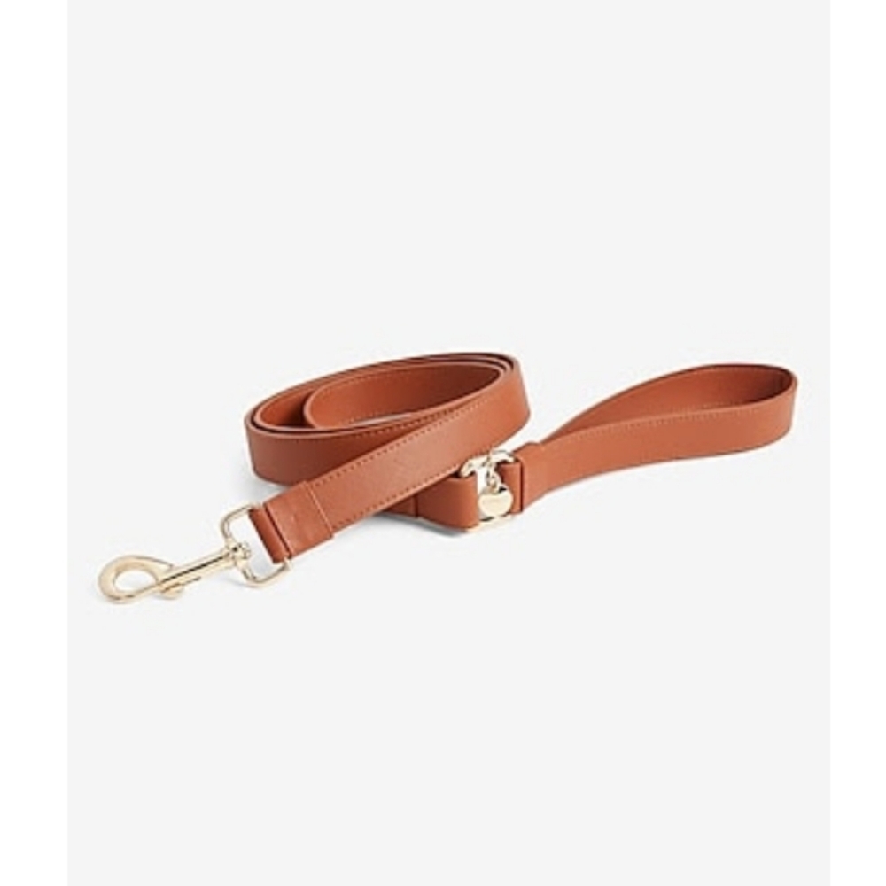 Faux Leather Dog Leash & Bag Set Brown Color.